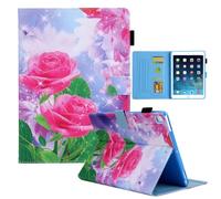 Case for iPad Air 11 Inch M2 2024 - Premium PU Leather Ultra Lightweight Slim Shell Stand Cover Auto Wake/Sleep, Red rose