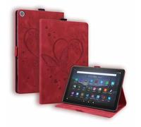 Case for iPad Air 11 Inch M2 2024 Tablet Case - PU Leather Embossed Butterfly Stand Cover Case with Auto Wake/Sleep & Pen Loop Holder & Card Slots, red