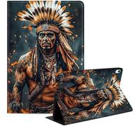 Case for iPad Air 11-inch M3 2025/M2 2024/10.9” Air 5th 4th 2022 2020, Slim PU Leather Stand Cover with Auto Wake/Sleep, Multi-Angle Viewing & Shockproof, Indian Warrior