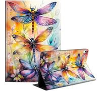 Case for iPad Air 11-inch M3 2025/M2 2024/10.9” Air 5th 4th 2022 2020, Slim PU Leather Stand Cover with Auto Wake/Sleep, Multi-Angle Viewing & Shockproof, Three Dragonflies