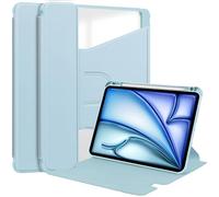 Case for iPad Air 11 inch (M3 2025 /M2 2024) Cover Pencil Holder Lightweight Smart Cover Shockproof 360 Swiveling Stand Clear Case with Auto Sleep/Wake for 2024/2025 11-inch iPad Air - Baby Blue