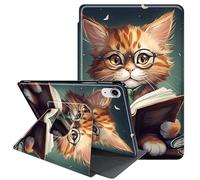 Case for iPad Air 11 Inch M3 2025/M2 2024,for iPad Air 5th/4th Generation 10.9" Case-360 Degree Rotating Multi-Angle Viewing Protective Cover with Auto Sleep/Wake,Reading Cat
