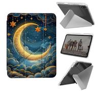 Case for iPad Air 11-inch (M3 2025 / M2 2024) & iPad Pro 11 inch(1st/2nd/3rd/4th),Shockproof Clear with Pencil Holder Folding Y Shape Stand Case for iPad Air 4th/5th Gen,Crescent Moon Stars Cloud