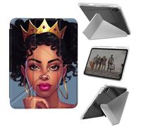 Case for iPad Air 11-inch (M3 2025 / M2 2024) & iPad Pro 11 inch(1st/2nd/3rd/4th),Shockproof Clear with Pencil Holder Folding Y Shape Stand Case for iPad Air 4th/5th Gen,Women Black Queen