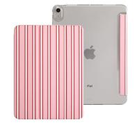 case for iPad Air 11 inch (M4 2026/M3 2025/M2 2024) iPad Air 10.9-inch (5th/4th Gen, 2022/2020), Slim Scratch-Resistant Hard PC Translucent Back Shell Smart Cover Wake/Sleep, Pink White Stripes