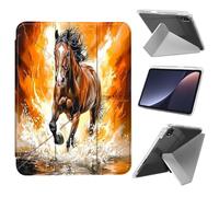 Case for iPad Air 11inch M3 M2 2025 2024/10.9inch Air 5th 4th Generation 2022 2020, with Pencil Holder Ultra Thin Lightweight Y-Shaped Stand Cover Auto Wake/Sleep,Fiery Brown Horse