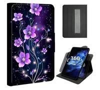 Case for iPad Air 13 inch 2024/2025 (M2), iPad Pro 12.9 6th/5th/4th Gen (2022/2021/2020),360° Rotating Stand Case with Hand Strap, Shockproof Protective Cover with Auto Sleep/Wake,Purple Flowers