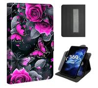Case for iPad Air 13 inch 2024/2025 (M2), iPad Pro 12.9 6th/5th/4th Gen (2022/2021/2020),360 Rotating Stand with Hand Strap, Shockproof Rugged Protective Folio Cover,Roses and Butterflies