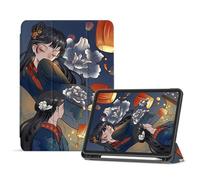 Case for iPad Air 13 Inch 2024 M2, Case for iPad Pro 12.9 Cover (2022/2021, 6th/5th Gen) with Pencil Holder, Supports Pencil Pro/USB-C, Auto Wake/Sleep - Sad Girl Lantern