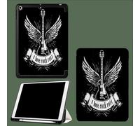 Case for iPad Air 13 Inch 2025 M3/2024 M2,Soft TPU Protective Case with Pencil Holder(Support Charging),Auto Wake/Sleep I Like Rock Music Punk Guitar Wings-Black
