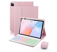 Case for iPad Air 13 Inch (M2-2024, M3-2025) and iPad Pro 12.9 Inch (6, 5, 4, 3 Generation) Case with Wireless Bluetooth Illuminated Coloured German Keyboard (QWERTZ) and Mouse, Backlit Keyboard Case