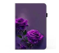 Case for iPad Air 13 Inch M2 2024, Premium PU Leather Magnetic Cover Flip Stand Smart Shell with Card Holder for iPad Air 13 Inch M2 2024,purple roses