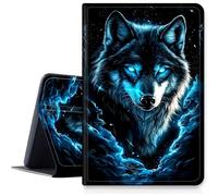 Case for iPad Air 13 inch M3 2025 & 2024 M2 /iPad Pro 12.9 Inch 2022/2021/2020 PU Leather Smart Protective Cover with Auto Sleep/Wake for iPad Air 13 inch2025/2024,Blue Eyes Wolf