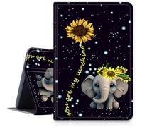 Case for iPad Air 13 inch M3 2025 & 2024 M2 /iPad Pro 12.9 Inch 2022/2021/2020 PU Leather Smart Protective Cover with Auto Sleep/Wake for iPad Air 13 inch2025/2024,Elephant Sunflower