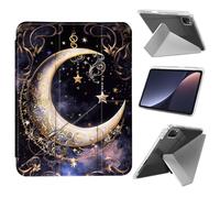 Case for iPad Air 13 Inch M3 2025/M2 2024 with Pencil Holder, Ultra Thin Lightweight Y-Shaped Stand Cover Auto Wake/Sleep,Crescent Stars in Sky