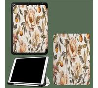 Case for iPad Air 13 inch (M3/M2-2025/2024), Slim Soft TPU Tri-fold Flexible TPU Back Cover for iPad Air 13, Auto Wake/Sleep Peony Floral Hawthorn Berry-Beige
