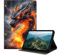 Case for iPad Air 13 Inch M4 2026/M3 2025/M2 2024, iPad Pro 12.9 (6th/5th/4th Gen), Slim PU Leather Folio Cover with Auto Wake/Sleep, Multi-Angle Stand Cover for Work, Fire Dragon Head Portrait