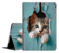 Case for iPad Air 13 (M2) 2024/iPad Pro 12.9(2022/2021/2020/2018) 6th Gen/5th Gen/4th Gen/3rd Gen , Auto Sleep/Wake Multi-Angle Viewing Slim Folio Stand Cover, Wooden Board Cat