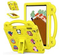 Case for iPad Air 2 2014 9.7 inch A1566/A1567 Kids Friendly, Handle with Stand, with S Pen Holder, Cute DIY Cartoon, EVA Foam Lightweight Shockproof Protective Tablet Cover, Yellow