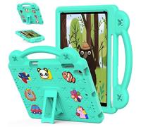 Case for iPad Air 2 2014 9.7 inch A1566/A1567 Kids Friendly, Handle with Stand, with S Pen Holder, Cute DIY Cartoon, EVA Foam Lightweight Shockproof Protective Tablet Cover, Green