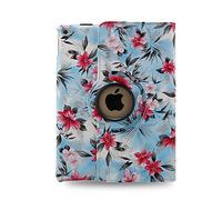 Case for iPad AIR 2 / iPad 6 6th Gen, 360 Rotating Magnetic PU Leather Flip Smart Case Stand Cover Slim Protective for Apple iPad AIR 2, Camellia Patterned, Blue