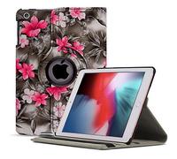 Case For iPad Air 3 2019, Premium Leather Folio Flip Case Cover, 360 Rotating Stand Smart Cover with Auto Sleep/Wake for Apple iPad Air 2019 / iPad Pro (10.5 inch) 2017 (Pink Flower Dark Grey)