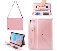 Case for iPad Air 3rd Gen/iPad Pro 10.5/iPad 10.2, Techcircle Smart Folio Stand PU Leather Cover with Hand Strap, Crossbody iPad Case w/Pencil Holder Card Slots Envelope Pocket Wallet Case, Rose Gold
