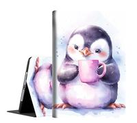 Case for iPad Air 4th / 5th Generation 10.9" 2020/2022, iPad Pro 11(2022/2020/2021/2018) and iPad Air 4/5, Slim Folding Stand Cover with Auto Wake/Sleep, Watercolor Penguin Coffee