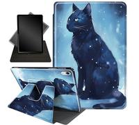 Case for iPad Air 5th Generation 2022 for iPad Air 4th 2020 10.9 Inch,360 Degree Rotating Stand Smart Protective Cover Case for iPad Air 5/4 Tablet,Black cat on Snow