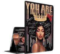 Case for iPad Air13 inch 2024 iPad Pro 12.9 inch 6th/5th/4th/3rd Case,iPad Pro 12.9" 2022/2021/2020/2018,Multi-Angle Smart Stand Cover Auto Sleep/Wake，African American Black Afro Women Girl Quotes