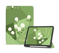 Case For iPad Mini 4/Mini 5 Generation Smart Magnetic Cover - Auto Wake/Sleep - Model No. A1538/A1550/A2124/A2125/A2126/A2133 - Beautiful green flowers