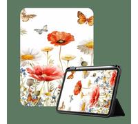 Case For iPad Mini 4 /Mini 5 Generation Smart Magnetic Leather Cover - Auto Wake/Sleep - Fit Model No. A1538/A1550/A2124/A2125/A2126/A2133 - Flowers and butterflies