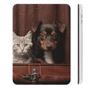 Case for ipad Mini 6 2021 8.3 Inch with Pencil Holder,Cat And Dog Sitting in Leather Pocketprinted Slim Lightweight Tri-fold Soft TPU Back Cover with Auto Wake/Sleep for iPad Mini 6th Generation Case