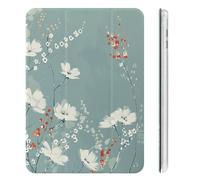Case for ipad Mini 6 2021 8.3 Inch with Pencil Holder,Light Cyan Flowersprinted Slim Lightweight Tri-fold Soft TPU Back Cover with Auto Wake/Sleep for iPad Mini 6th Generation Case