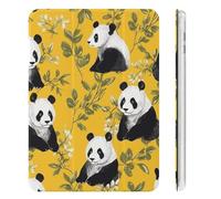 Case for ipad Mini 6 2021 8.3 Inch with Pencil Holder,Panda on Yellow Backgroundprinted Slim Lightweight Tri-fold Soft TPU Back Cover with Auto Wake/Sleep for iPad Mini 6th Generation Case