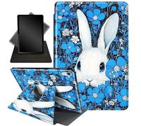 Case for iPad Mini 6 Case 2021,Case for iPad Mini 7 (A17 Pro 2024),360 Degree Swiveling Stand Protective Cover Auto Sleep/Wake Case for iPad Mini 7th/6th Generation 8.3",Rabbit GardenFlower