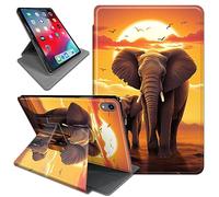 Case for iPad Mini 6 Case/iPad Mini 6th Generation 2021 8.3" Tablet, 360 Degree Rotating Cover,PU Leather Folding Stand Cover with Auto Wake/Sleep,Sunset Elephant