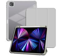 Case for iPad mini 6, with Pencil Holder, Multi-Angle Viewing Protective Trifold Stand Cover, Shockproof Acrylic hard Back Shell，Grey