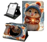 Case for iPad mini 7 2024 (A17 Pro) / iPad mini 6 Case 2021 8.3 Inch, 360° Rotating PU Leather Shockproof Stand Cover with Hand Strap & Magnetic Closure,Auto Wake/Sleep,Happy Hamster