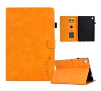 Case for iPad Mini 7 (2024), Premium PU Leather Embossed Smile Love Stand Support, Card Slots Shockproof Flip Smart Cover for iPad Mini 7 (2024) Tablet, Khaki