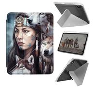 Case for iPad mini 7 A17 Pro 2024/iPad Mini 6 2021 8.3 Inch iPad mini 7th/6th Gen Case, Shockproof Clear with Pencil Holder Folding Y Shape Stand Cover,Grey Three Wolves