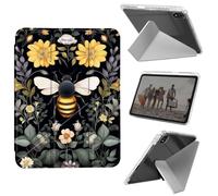 Case for iPad mini 7 A17 Pro 2024/iPad Mini 6 2021 8.3 Inch iPad mini 7th/6th Gen Case, Shockproof Clear with Pencil Holder Folding Y Shape Stand Cover,Bee and Flowers