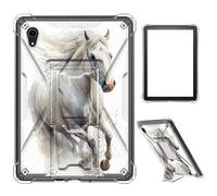 Case for iPad mini 7 A17 Pro 2024/iPad Mini 6 2021 8.3 Inch iPad mini 7th/6th Gen,Clear TPU Shockproof Stand Bumper Back Cover Transparent Case,Cool Animal Horse White