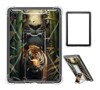 Case for iPad mini 7 A17 Pro 2024/iPad Mini 6 2021 8.3 Inch iPad mini 7th/6th Gen,Clear TPU Shockproof Stand Bumper Back Cover Transparent Case,Forest Cat & Tiger