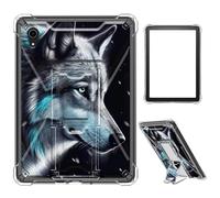 Case for iPad mini 7 A17 Pro 2024/iPad Mini 6 2021 8.3 Inch iPad mini 7th/6th Gen,Clear TPU Shockproof Stand Bumper Back Cover Transparent Case,Starry Sky Wolf