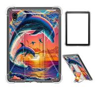 Case for iPad mini 7 A17 Pro 2024/iPad Mini 6 2021 8.3 Inch iPad mini 7th/6th Gen,Clear TPU Shockproof Stand Bumper Back Cover Transparent Case,Dolphins in The Sunset