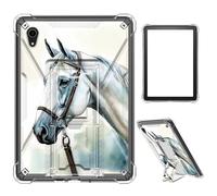 Case for iPad mini 7 A17 Pro 2024/iPad Mini 6 2021 8.3 Inch iPad mini 7th/6th Gen,Clear TPU Shockproof Stand Bumper Back Cover Transparent Case,Cool Animal Horse