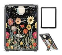Case for iPad mini 7 A17 Pro 2024/iPad Mini 6 2021 8.3 Inch iPad mini 7th/6th Gen,Clear TPU Shockproof Stand Bumper Back Cover Transparent Case,Moon Stars Sky Flower