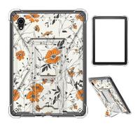 Case for iPad mini 7 A17 Pro 2024/iPad Mini 6 2021 8.3 Inch iPad mini 7th/6th Gen,Clear TPU Shockproof Stand Bumper Back Cover Transparent Case,Orange Black Floral