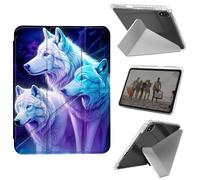Case for iPad mini 7 A17 Pro 2024/iPad Mini 6 2021 8.3 Inch iPad mini 7th/6th Gen, Shockproof Clear with Pencil Holder Folding Y Shape Stand CaseThree White Wolves